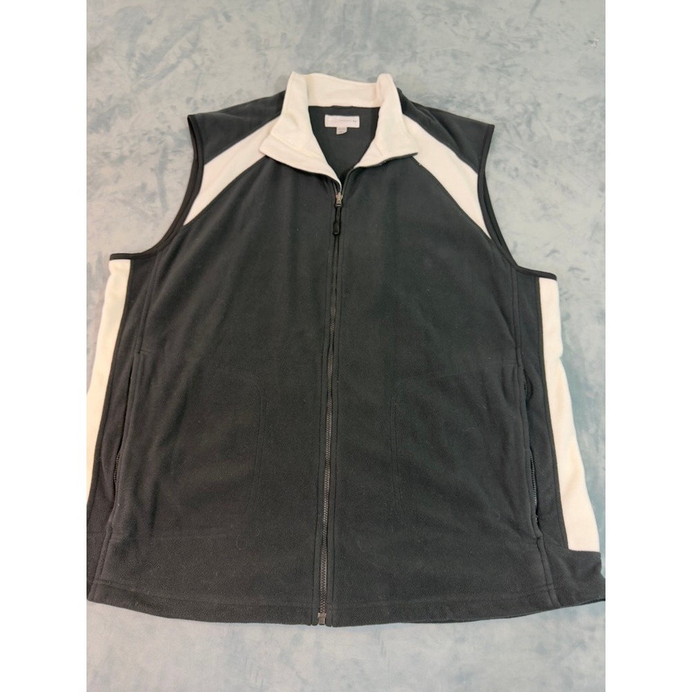 Cutter & Buck CB WeatherTec Fleece Vest Mens XXL Black White Full Zip Golf